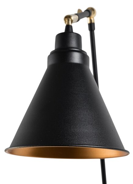 Opviq Стена лампа Berceste 7956, черно/златно, височина 56 cm, Затъмняване, Черен, Дневна/трапезария, Метал