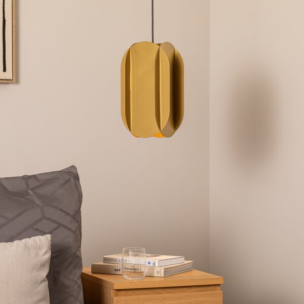 Opviq Висяща лампа Corner, златист цвят, височина 35 cm, метал, E27, Затъмняване, Злато / месинг, Дневна/трапезария, Метал, Модерен