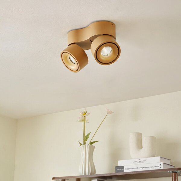 Arcchio LED таванни прожектори Rotari, кафяви, 2-крилни, 8,9W, Затъмняване, Кафяв / ръждив, Коридор, Алуминий, Модерен