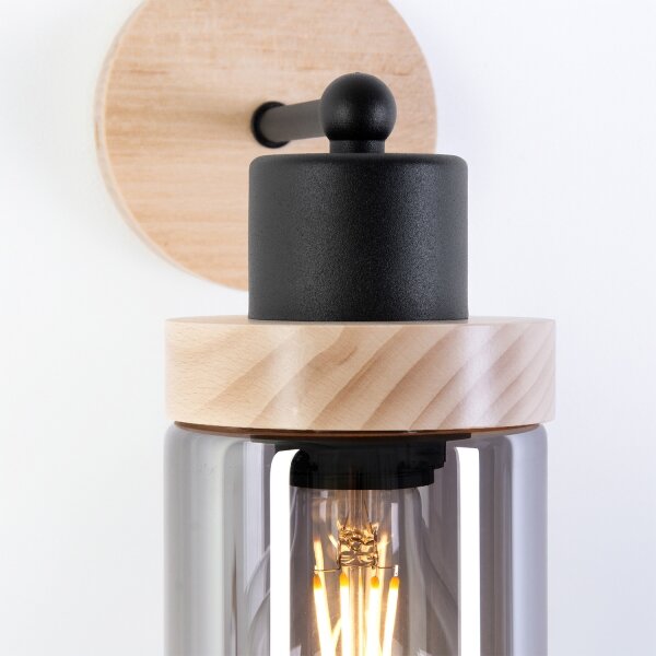 Стенно осветително тяло WOODNEST 1xE27/15W/230V бор/димно черно