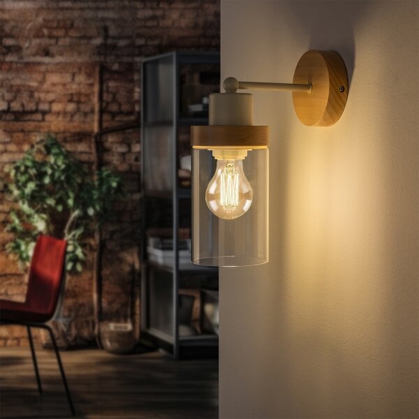 Настенна лампа WOODNEST 1xE27/15W/230V борова/кремава