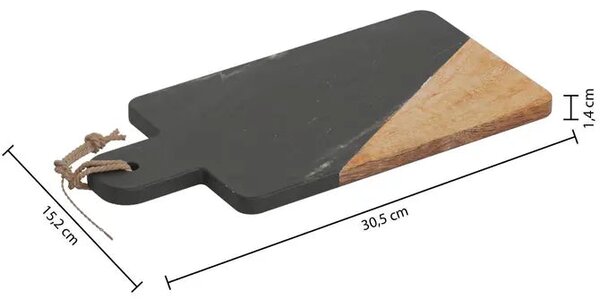 Дъска за сервиране Secret de Gourmet, Мрамор, 30x15 см - Черен