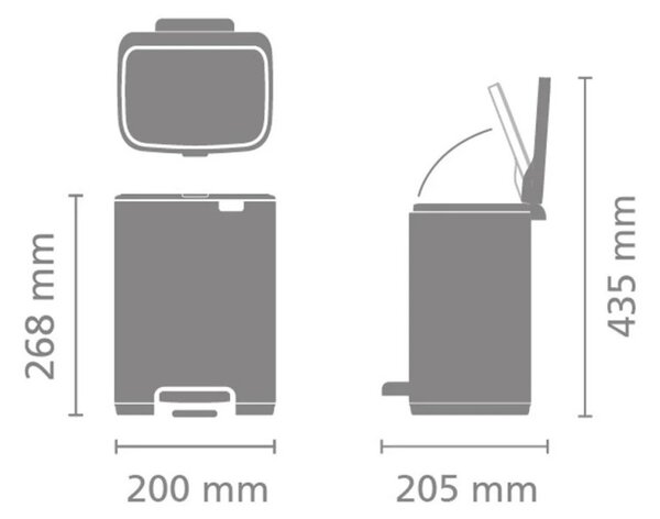 Кош за боклук Brabantia Bo Pedal 1010136, 4 л, Леко затваряне, Противоплъзгаща основа, Черен
