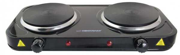 Двоен електрически котлон Esperanza EKH010K, 2x1000W, 15.5 см, 5 степени, Незалепващо покритие, Черен