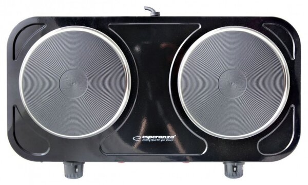 Двоен електрически котлон Esperanza EKH010K, 2x1000W, 15.5 см, 5 степени, Незалепващо покритие, Черен