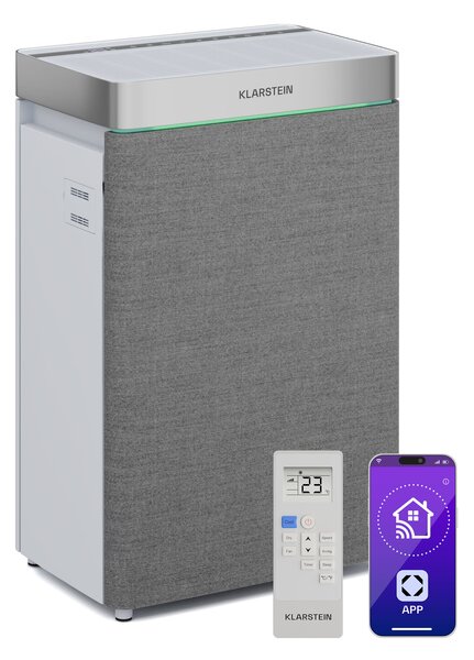 Klarstein AireLux Smart, пречиствател и овлажнител за въздух 2 в 1, CADR 400 m³/h, сив