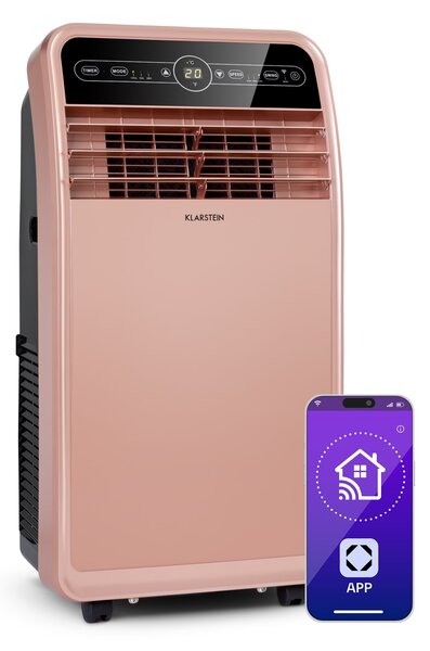 Klarstein Metrobreeze New York Smart 12k, мобилен климатик, 12000 BTU / 3,5 kW, енергиен клас A, дистанционно управление, розово-златно