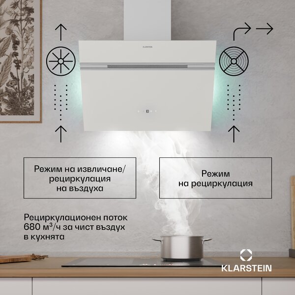 Klarstein Alina абсорбатор| 60 см, 680 м³/h, Тих, ЕЕК A++