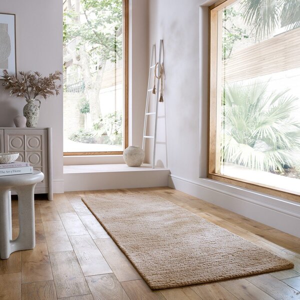 Бежова ръчно изработена вълнена пътека 80x230 cm Harris Boucle – Flair Rugs