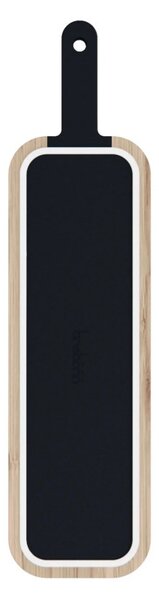 Дъска за рязане с вграден нож Trebonn Artu Salami 1122100, 43x11 см, Острие 18 см, Бамбук, Японска стомана, Черен