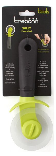 Нож за пица Trebonn Willy 1523210, 22 см, Мека дръжка, Премахващо се острие, Черен/Жълт