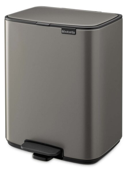 Кош за боклук Brabantia Bo Pedal 1010128, 12 л, Леко затваряне, Противоплъзгаща основа, Платинено сив