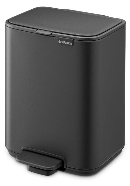 Кош за боклук Brabantia Bo Pedal 1010131, 4 л, Леко затваряне, Противоплъзгаща основа, Минерално покритие, Тъмносив