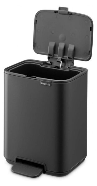 Кош за боклук Brabantia Bo Pedal 1010131, 4 л, Леко затваряне, Противоплъзгаща основа, Минерално покритие, Тъмносив