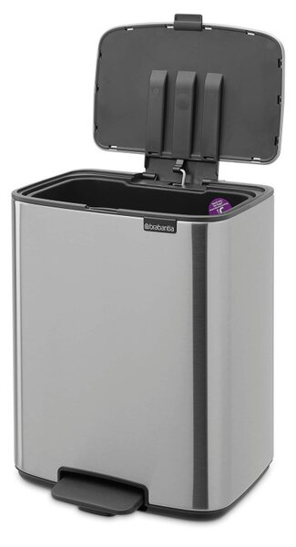 Кош за боклук Brabantia Bo Pedal 1010143, 12 л, Леко затваряне, Противоплъзгаща основа, Устойчив на пръстови отпечатъци, Инокс/Мат