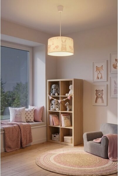 Brilagi - LED детски полилей на кабел BOBO 1xE27/60W/230V Ø 35 см бял/с животински мотиви