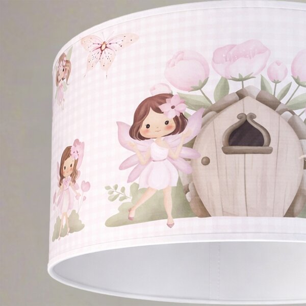 Brilagi - LED детски полилей на кабел BOBO 1xE27/60W/230V Ø 35 см розов/феи