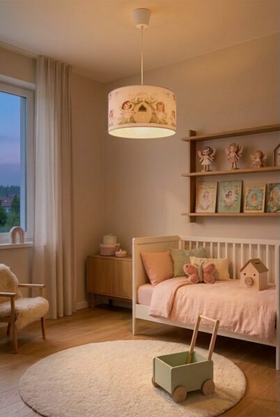 Brilagi - LED детски полилей на кабел BOBO 1xE27/60W/230V Ø 35 см розов/феи