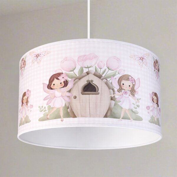 Brilagi - LED детски полилей на кабел BOBO 1xE27/60W/230V Ø 35 см розов/феи