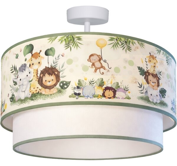 Brilagi-LED Детска плафониера BOBO 1xE27/60W/230V Ø40 см крем/зелен/джунгъл