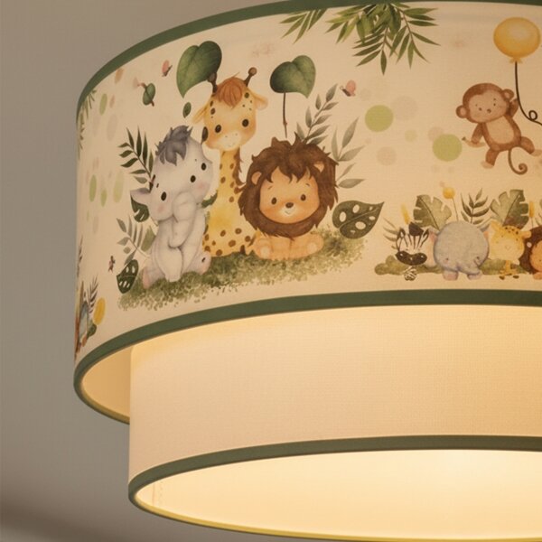 Brilagi-LED Детска плафониера BOBO 1xE27/60W/230V Ø40 см крем/зелен/джунгъл