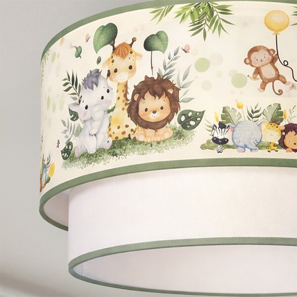 Brilagi-LED Детска плафониера BOBO 1xE27/60W/230V Ø40 см крем/зелен/джунгъл