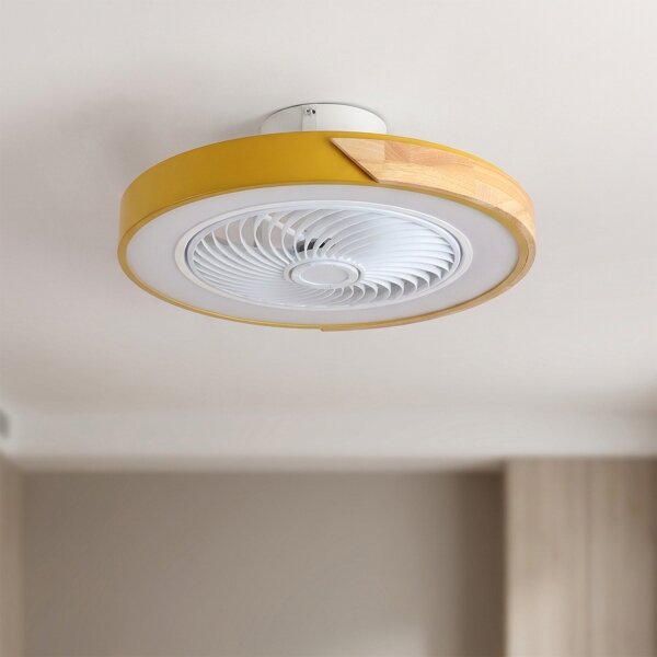 Brilagi - Димируемо LED осветително тяло с вентилатор LED/38W/230V 50 см златисто/дъб + дистанционно управление