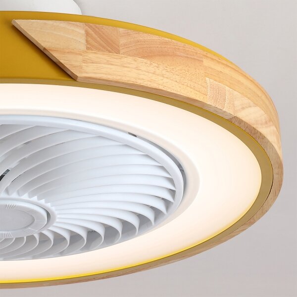 Brilagi - Димируемо LED осветително тяло с вентилатор LED/38W/230V 50 см златисто/дъб + дистанционно управление