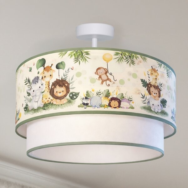 Brilagi-LED Детска плафониера BOBO 1xE27/60W/230V Ø40 см крем/зелен/джунгъл