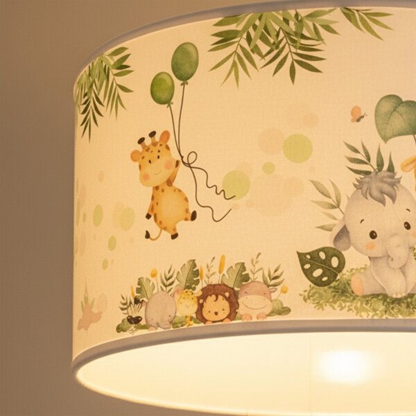 Brilagi - LED детски полилей на кабел BOBO 1xE27/60W/230V Ø 35 см бял/джунгла