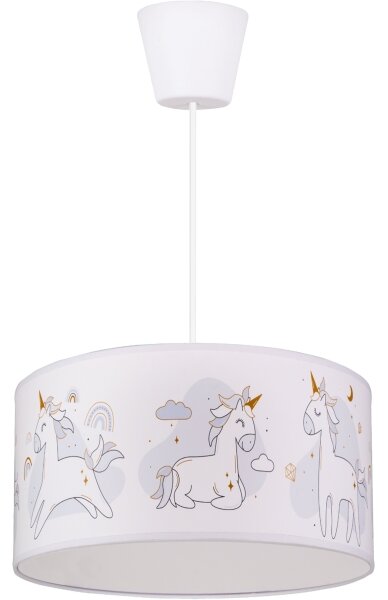 Brilagi -LED детски полилей на кабел BOBO 1xE27/60W/230V Ø35 см бял/еднорози