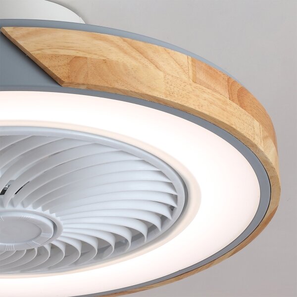 Brilagi - LED димируемо осветително тяло с вентилатор LED/38W/230V 50 см сиво/дъб + дистанционно управление