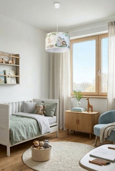 Brilagi - LED детски полилей на кабел BOBO 1xE27/60W/230V Ø 35 см бял/джунгла