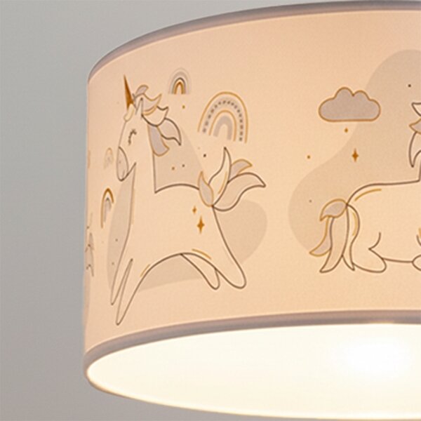 Brilagi -LED детски полилей на кабел BOBO 1xE27/60W/230V Ø35 см бял/еднорози