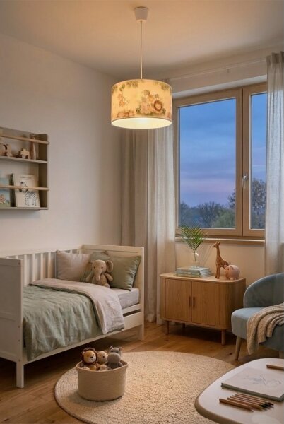 Brilagi - LED детски полилей на кабел BOBO 1xE27/60W/230V Ø 35 см бял/джунгла