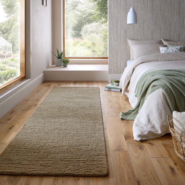 Ръчно изработена вълнена пътека в цвят каки 80x230 cm Harris Boucle – Flair Rugs