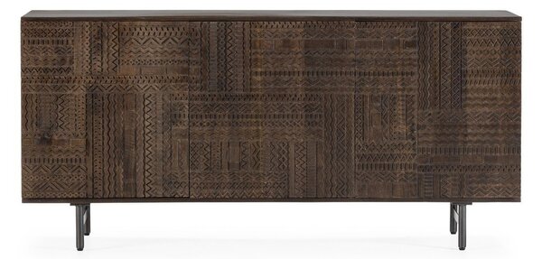 Тъмнокафяв скрин от масивно манго 160x75x40 cm Kalai – MOME