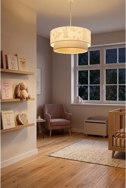 Brilagi - LED детски полилей на кабел BOBO 1xE27/60W/230V Ø40 см крем/сив/кралско синьо