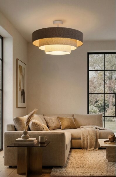 Brilagi - Повърхностен полилей LUNETA, 3xE27/60W/230V, Ø 80 см, сив/кремав/бял