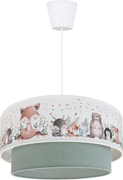 Brilagi- LED детски полилей на кабел BOBO 1xE27/60W/230V Ø 40 см бял/зелен/с животински мотив