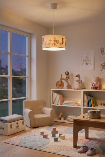 Brilagi - LED детски полилей на кабел BOBO 1xE27/60W/230V Ø 35 cm бял/с животински мотиви