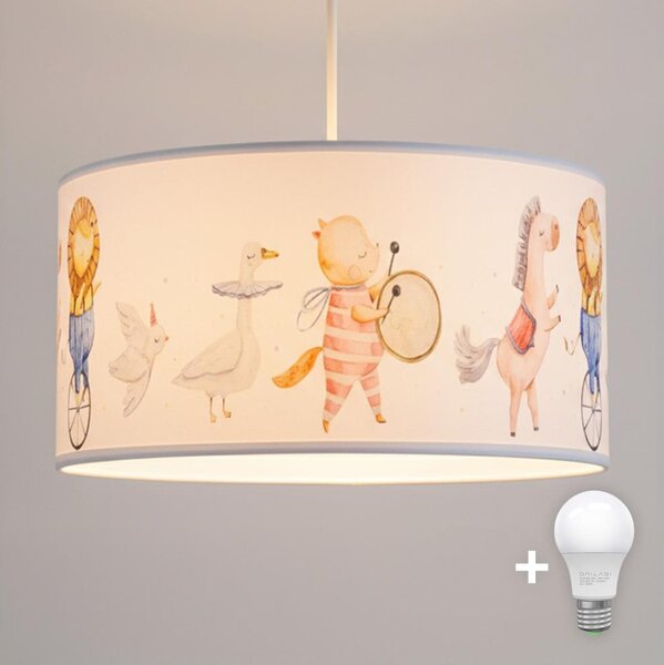 Brilagi - LED детски полилей на кабел BOBO 1xE27/60W/230V Ø 35 cm бял/с животински мотиви