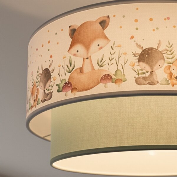 Brilagi- LED детски полилей на кабел BOBO 1xE27/60W/230V Ø 40 см бял/зелен/с животински мотив
