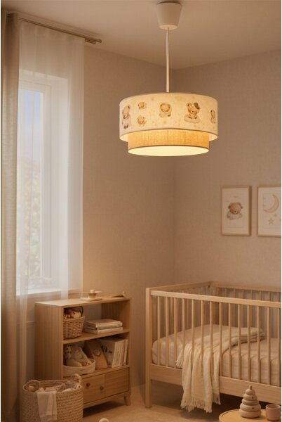 Brilagi - LED детски полилей на кабел BOBO 1xE27/60W/230V, Ø 40 см, бял/бежов/с мотив меченце
