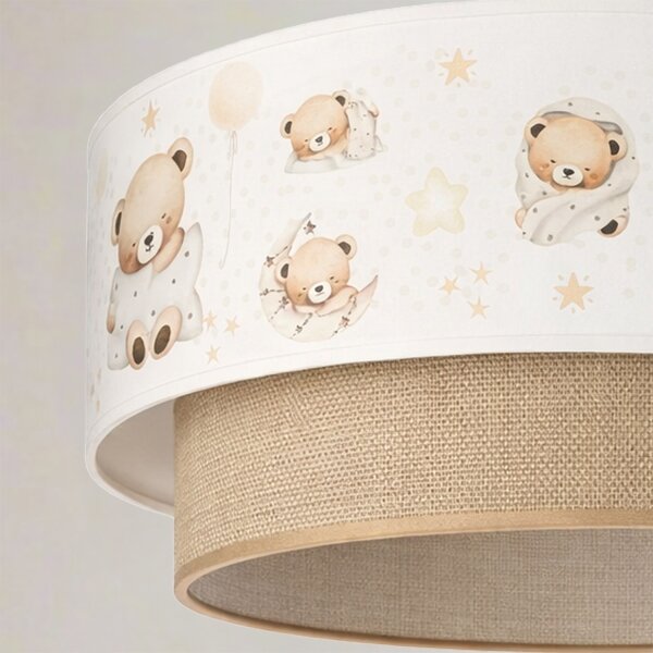 Brilagi - LED детски полилей на кабел BOBO 1xE27/60W/230V, Ø 40 см, бял/бежов/с мотив меченце