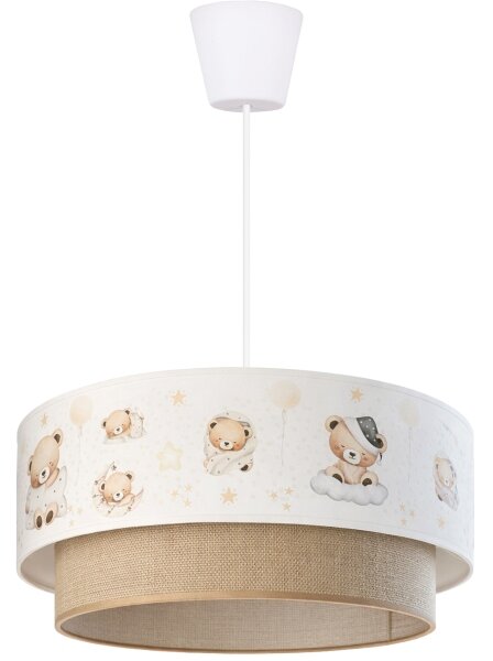 Brilagi - LED детски полилей на кабел BOBO 1xE27/60W/230V, Ø 40 см, бял/бежов/с мотив меченце