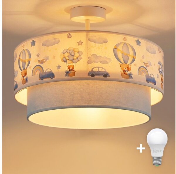 Brilagi-LED Детски плафон BOBO 1xE27/60W/230V Ø40 см крем/син/меченце