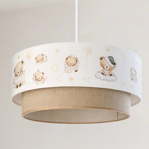 Brilagi - LED детски полилей на кабел BOBO 1xE27/60W/230V, Ø 40 см, бял/бежов/с мотив меченце