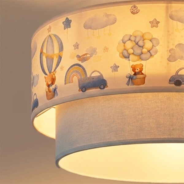 Brilagi-LED Детски плафон BOBO 1xE27/60W/230V Ø40 см крем/син/меченце