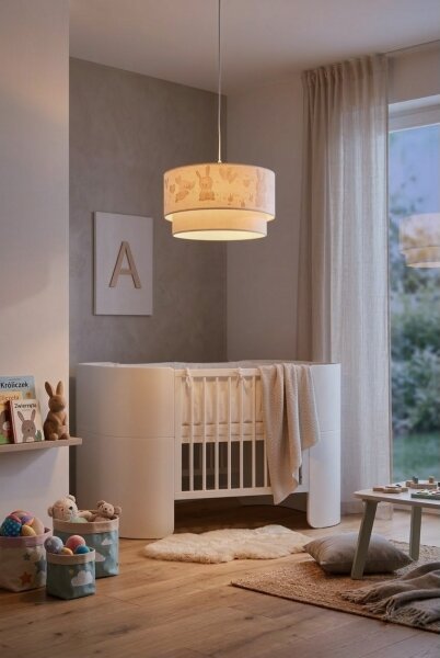 Brilagi - LED детски подвесен полилей на кабел BOBO 1xE27/60W/230V Ø 35 см бял/зайчета